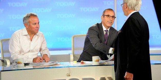TODAY -- Pictured: -- (l-r) Don Nash, Matt Lauer and Tom Brokaw appear on NBC News' 'Today' show (Photo by Peter Kramer/NBC/NBCU Photo Bank via Getty Images)