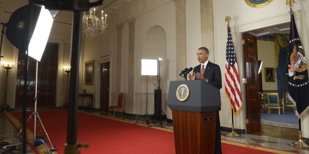 U.S. President Barack Obama speaks during a televised address at the White House in Washington, D.C., U.S., on Wednesday, Sep