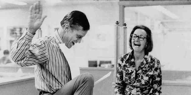 WASHINGTON, DC - JUNE 30: Katharine Graham, publisher of the Washington Post, and Executive Editor Benjamin C. Bradlee look over reports of the 6 to 3 Supreme Court decision which permitted the paper to publish stories based on the secret Pentagon study of the Vietnam War. (Photo by Charles del Vecchio/The Washington Post via Getty Images)