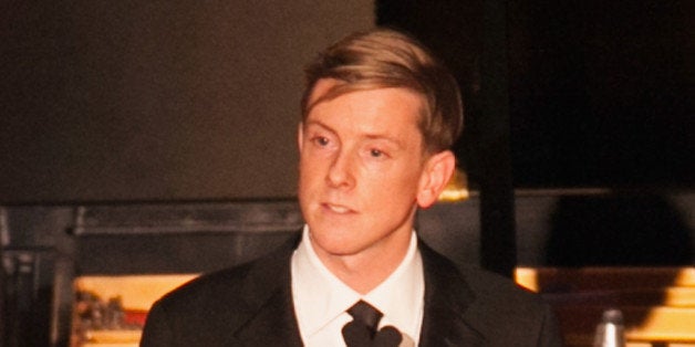 WASHINGTON, DC - NOVEMBER 19: Chris Hughes, Publisher and Executive Chairman of The New Republic, speaks on stage at the New Republic Centennial Gala at the Andrew W. Mellon Auditorium on November 19, 2014 in Washington, DC. (Photo by Teresa Kroeger/Getty Images)