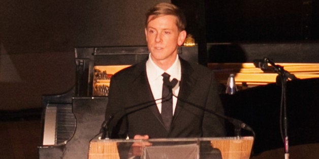 WASHINGTON, DC - NOVEMBER 19: Chris Hughes, Publisher and Executive Chairman of The New Republic, speaks on stage at the New Republic Centennial Gala at the Andrew W. Mellon Auditorium on November 19, 2014 in Washington, DC. (Photo by Teresa Kroeger/Getty Images)