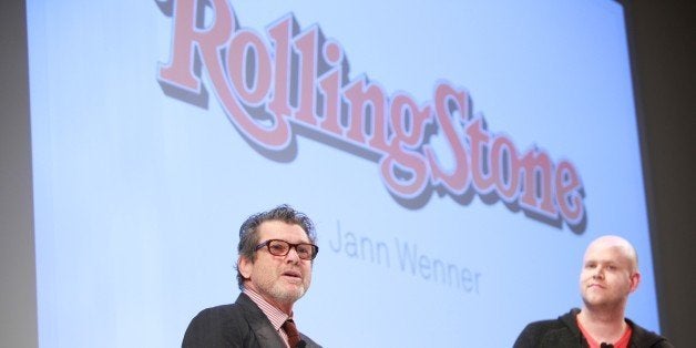 NEW YORK, NY - NOVEMBER 30: Rolling Stone Founder Jann Wenner and Spotify Founder and CEO Daniel Ek attendsSpotify knocks it out of the park at Stephen Weiss Studio on November 30, 2011 in New York City. (Photo by Charles Eshelman/Getty Images for Spotify)