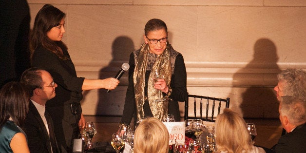 WASHINGTON, DC - NOVEMBER 19: Supreme Court Justice Ruth Bader Ginsburg gives a toast at the New Republic Centennial Gala at the Andrew W. Mellon Auditorium on November 19, 2014 in Washington, DC. (Photo by Teresa Kroeger/Getty Images)