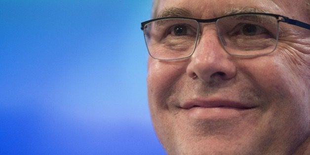 Former Florida Governor Jeb Bush speaks during the Wall Street Journal CEO Council in Washington, DC, December 1, 2014. AFP PHOTO / Jim WATSON (Photo credit should read JIM WATSON/AFP/Getty Images)