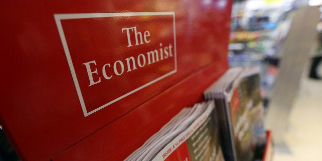 The Economist magazine, part-owned by the Financial Times Group, is seen on display at a newsagents in London, U.K., on Wednesday, Oct. 3, 2012. Pearson Plc Chief Executive Officer Marjorie Scardino will step down after more than 15 years and be replaced by the head of its international education business, spurring speculation that the company may sell the Financial Times newspaper unit. Photographer: Chris Ratcliffe/Bloomberg via Getty Images