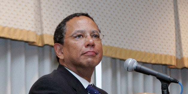 Los Angeles Times Editor Dean Baquet listens to a question after addressing the Associated Press Managing Editors conference