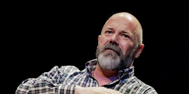 WASHINGTON, DC - APRIL 04: Andrew Sullivan, editor of The Dish, leads a discussion with Michael Lewis, a financial journalist