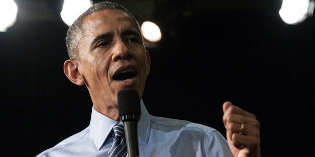 US President Barack Obama delivers a speech on the economy on February 6, 2015 at Ivy Tech Community College in Indianapolis. AFP PHOTO/NICHOLAS KAMM (Photo credit should read NICHOLAS KAMM/AFP/Getty Images)