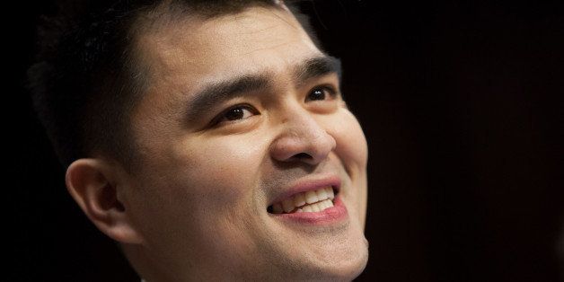 WASHINGTON, DC - FEBRUARY 13: Jose Antonio Vargas, founder of Define American, testifies during a Senate Judiciary Committee hearing on 'Comprehensive Immigration Reform' on Capitol February 13, 2013 Hill in Washington DC. Vargas is slated to speak on the second panel. A number of protesters were taken out of the hearing room after causing disruptions. (Photo by Allison Shelley/Getty Images)