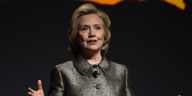 Hillary Clinton participates in a women's equality event March 9, 2015 in New York. Two women with global clout -- Hillary Clinton and Melinda Gates -- released a sweeping report on Monday showing that women are still far from winning equality in leadership positions. The 'No Ceilings Full Participation' report is a review of progress made by women since the 1995 Beijing conference laid out a platform of action for achieving gender equality. The report was released at the start of a 12-day UN conference on women that will focus on women's political power and their influence in economic decision-making. The report was compiled by the Clinton and Gates foundations, the Economist Intelligence Unit and the World Policy Center of the University of California in Los Angeles. AFP PHOTO/Don Emmert (Photo credit should read DON EMMERT/AFP/Getty Images)