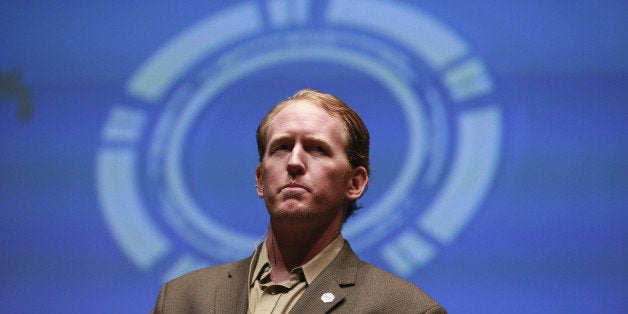 Robert O'Neill, a former U.S. Navy SEAL, speaks at the 'Best of Blount' Chamber of Commerce awards ceremony at the Clayton Center for the Arts in Maryville, Tennessee, U.S., on Thursday, Nov. 6, 2014. O'Neill, in an interview with the Washington Post, identified himself as the person who killed Osama bin Laden in a 2011 raid. Photographer: Luke Sharrett/Bloomberg via Getty Images 