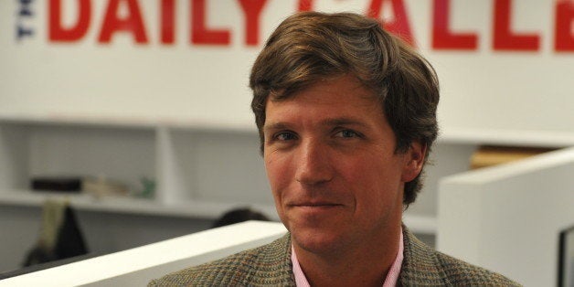 WASHINGTON, DC - JANUARY 7:
Tucker Carlson, a conservative pundit, at the office of the new website, the Daily Caller, on Ja