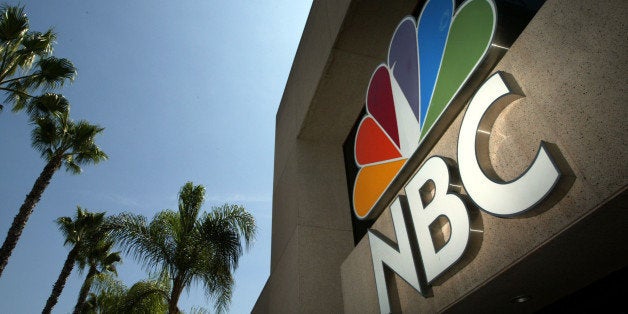 BURBANK, CA - AUGUST 28: The NBC peacock logo is seen on the NBC studios building August 28, 2003 in Burbank, California. Pa