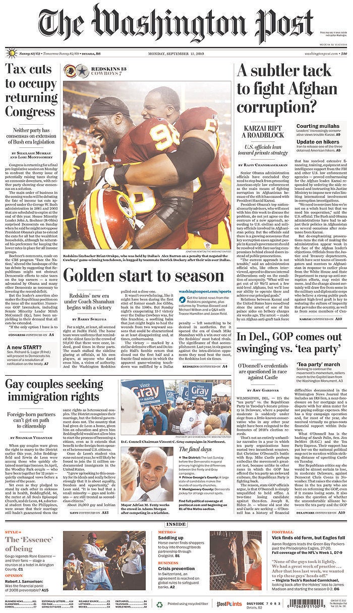 washington post front page