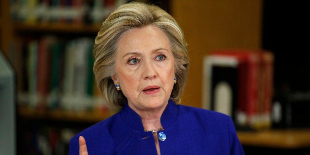 In this May 5, 2015, photo, Democratic presidential candidate Hillary Rodham Clinton speaks on immigration at an event at Rancho High School in Las Vegas. To judge them solely by their travels over the past month, you might think Jeb Bush has already plunged into the general election and Clinton has a serious fight on her hands for the Democratic nomination. (AP Photo/John Locher)