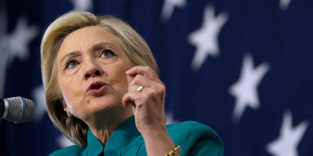 Democratic presidential candidate Hillary Rodham Clinton speaks to supporters during a rally, Sunday, June 14, 2015, in Des Moines, Iowa. Clinton's campaign has signaled Iowa will be the centerpiece of its ground game. (AP Photo/Charlie Neibergall)