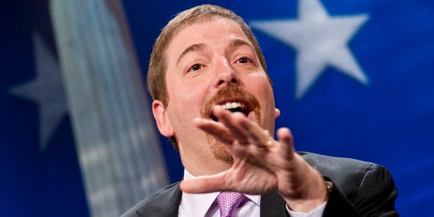 WASHINGTON, DC - APRIL 21: Chuck Todd speaks during a rehearsal before a taping of Jeopardy! Power Players Week at DAR Consti