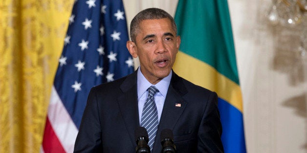 President Barack Obama speaks during a joint news conference with Brazilian President Dilma Rousseff, Tuesday, June 30, 2015, in the East Room of the White House in Washington. Obama and Rousseff aim to show they've moved beyond tensions sparked by the revelation nearly two years ago that the U.S. was spying on Rousseff. (AP Photo/Carolyn Kaster)