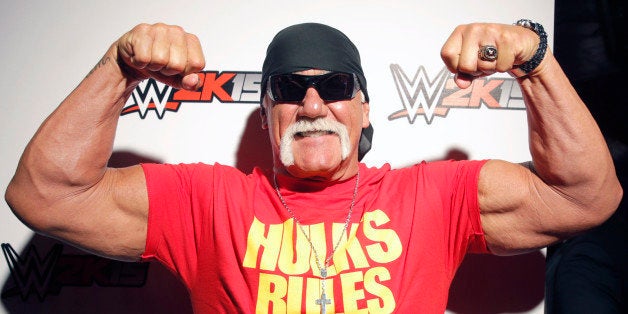 WWE Hall of Famer Hulk Hogan attends the WWE 2K15 SummerSlam Confidential Panel at Club Nokia, on Saturday, August 16, 2014 in Los Angeles. (Photo by Todd Williamson/Invision for 2K/AP Images)