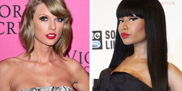 Undated file photos of Taylor Swift (left) who has apologised to Nicki Minaj after the pair became embroiled in a Twitter row after the nominations for the MTV awards were announced.