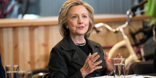 Hillary Clinton, former secretary of state and U.S. presidential candidate, speaks during a small business roundtable discussion at Bike Tech in Cedar Falls, Iowa, U.S., on Tuesday, May 19, 2015. Clinton's State Department e-mails must be made public on a rolling basis instead of waiting for a mass release in January, a federal judge ruled, rejecting a government proposal for releasing about 55,000 pages of the correspondence early next year. Photographer: Daniel Acker/Bloomberg via Getty Images 