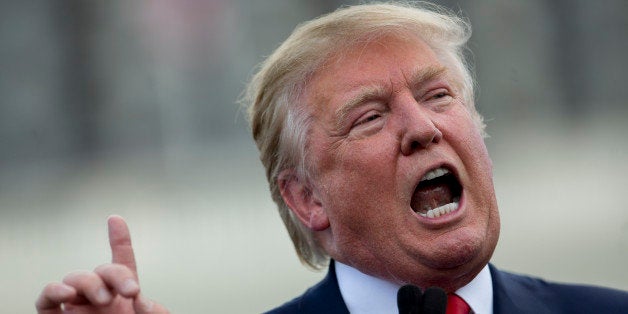 Donald Trump, president and chief executive officer of Trump Organization Inc. and 2016 Republican presidential candidate, speaks during a Tea Party Patriots rally against the Iran nuclear deal on Capitol Hill in Washington, D.C., U.S., on Wednesday, Sept. 9, 2015. A revolt among U.S. House Republicans delayed action on the Iran nuclear deal today as some members insisted they aren't bound by a Sept. 17 deadline in their efforts to kill the agreement. Photographer: Andrew Harrer/Bloomberg via Getty Images 