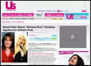 Us Weekly Falls For Fake Sarah Palin-Christina Aguilera Story