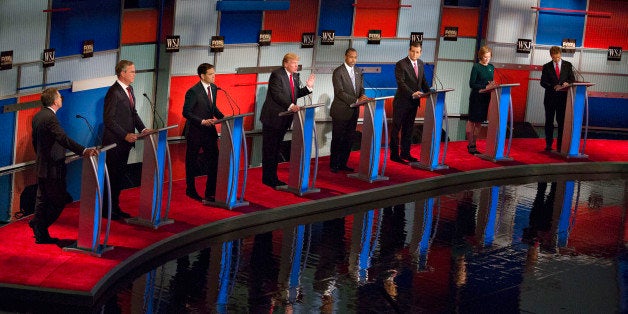 2016 Republican presidential candidates, from left, John Kasich, governor of Ohio, Jeb Bush, former Governor of Florida, Sena