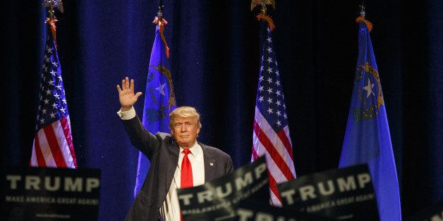 Donald Trump, president and chief executive officer of Trump Organization Inc. and 2016 Republican presidential candidate, waves as he walks off stage during a campaign rally in Las Vegas, Nevada, U.S., on Monday, Dec. 14, 2015. Trump and fellow candidate Ben Carson said Sunday that talk of a contested convention to select the Republican nominee violates terms of neutrality agreements they made with party leaders not to mount third-party campaigns. Photographer: Patrick T. Fallon/Bloomberg via Getty Images 