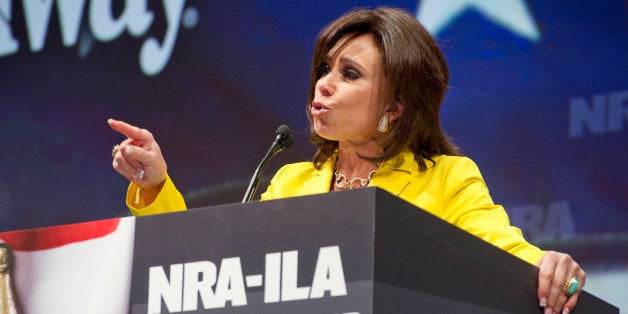 TV personality Jeanine Pirro speaks during the leadership forum at the National Rifle Association's annual convention Friday, May 3, 2013 in Houston. (AP Photo/Steve Ueckert)