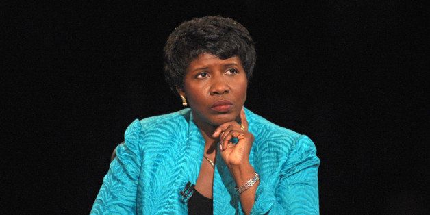 Vice presidential debate moderator Gwen Ifill of PBS listens during the vice presidential debate Thursday, Oct. 2, 2008 in St. Louis, Mo. (AP Photo/Don Emmert, Pool)
