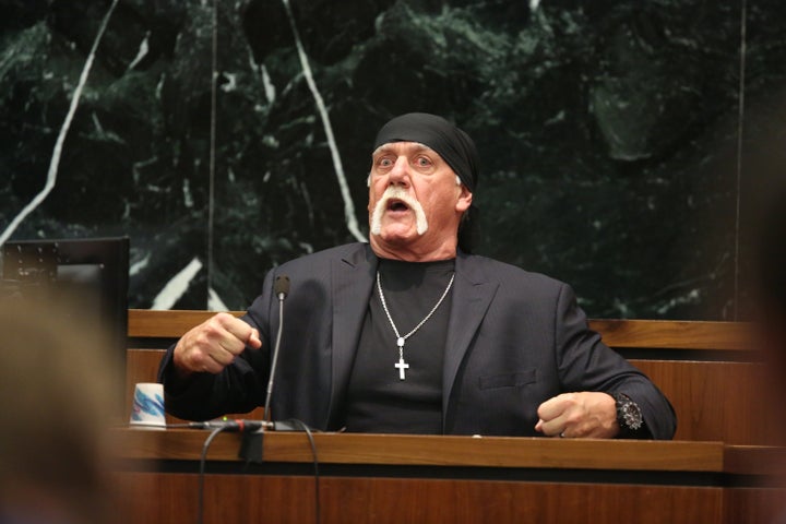 ST PETERSBURG, FL - MARCH 08: NY POST OUT Terry Bollea, aka Hulk Hogan, testifies in court during his trial against Gawker Media at the Pinellas County Courthouse on March 8, 2016 in St Petersburg, Florida. Bollea is taking legal action against Gawker in a USD 100 million lawsuit for releasing a video of him having sex with his best friends wife. (Photo by John Pendygraft-Pool/Getty Images)