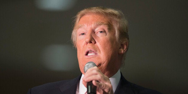 LA CROSSE, WISCONSIN - APRIL 04: Republican presidential candidate Donald Trump speaks to guests during a campaign stop at t