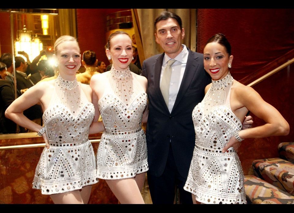 AOL CEO Tim Armstong poses with Rockettes