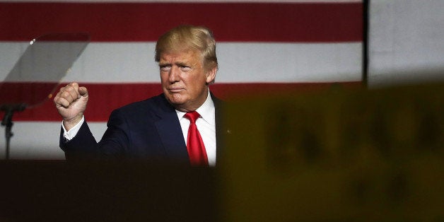 WEST PALM BEACH, FL - OCTOBER 13: Republican presidential candidate Donald Trump attends his campaign rally at the South Florida Fair Expo Center on October 13, 2016 in West Palm Beach, Florida. Trump continues to campaign against Democratic presidential candidate Hillary Clinton with less than one month to Election Day. (Photo by Joe Raedle/Getty Images)