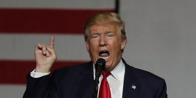 WEST PALM BEACH, FL - OCTOBER 13: Republican presidential candidate Donald Trump speaks during a campaign rally at the South Florida Fair Expo Center on October 13, 2016 in West Palm Beach, Florida. In his remarks Trump vehemently denied recent allegations of past sexual assault and railed against mainstream media corruption and the 'Clinton machine'. (Photo by Joe Raedle/Getty Images)