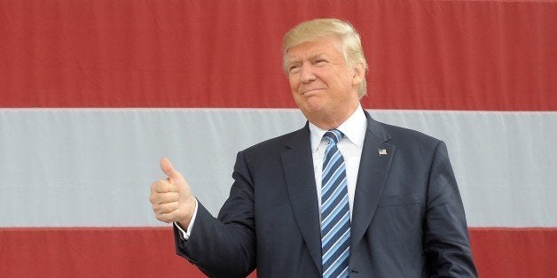 GREENSBORO, N.C - OCTOBER 14: Republican presidential nominee Donald Trump gives the thumbs up during a campaign event on October 14, 2016 in Greensboro, North Carolina. Trump claimed journalists are actually lobbyists and the recent accusations against him were generated by the media. (Photo by Sara D. Davis/Getty Images)