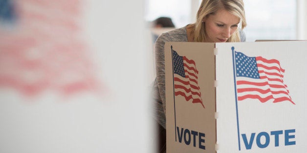 Woman voting on election day