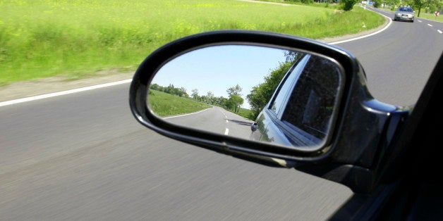 Looking back, driving straight