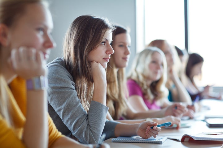 Students in class (color toned image)