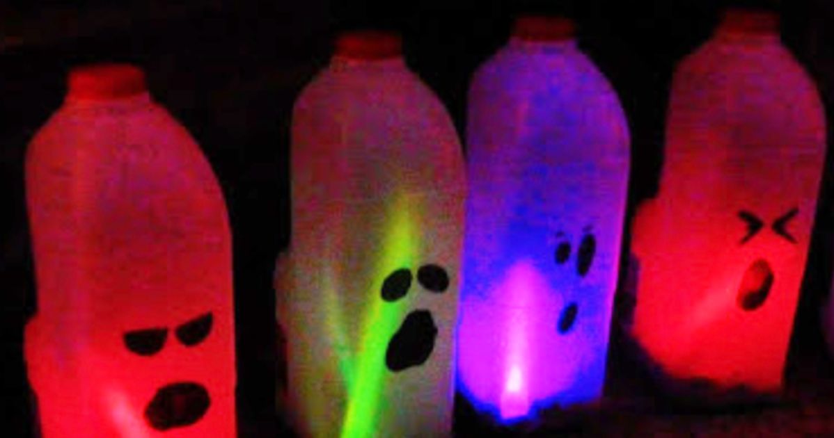 Flipping off ghosts milk carton water bottle