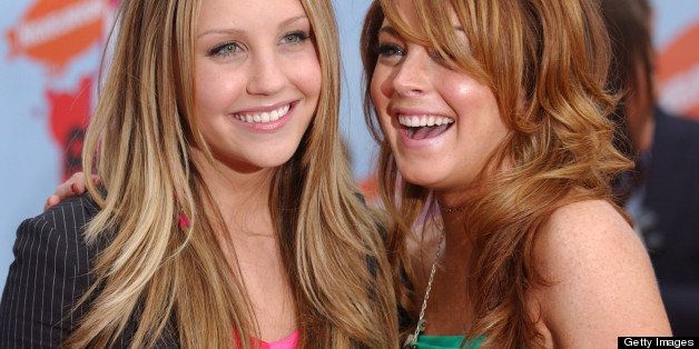 (L to R) Amanda Bynes and Lindsay Lohan during Nickelodeon's 17th Annual Kids' Choice Awards - Arrivals at Pauley Pavillion in Westwood, California, United States. (Photo by Jon Kopaloff/FilmMagic)