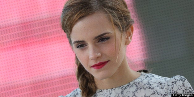 British actress Emma Watson takes part in the TV show 'Le Grand Journal' on the set of French TV Canal+ during the 66th Canne