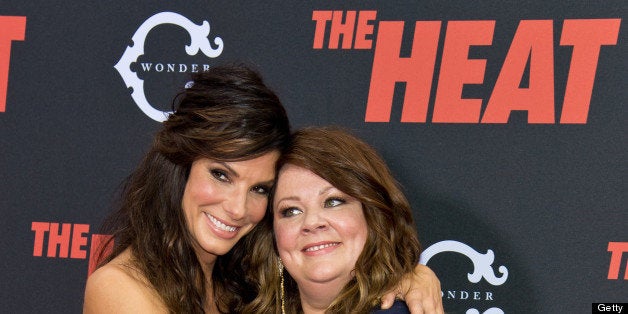NEW YORK, NY - JUNE 23: (L-R) Actresses Sandra Bullock and Melissa McCarthy attend 'The Heat' premiere at the Ziegfeld Theat