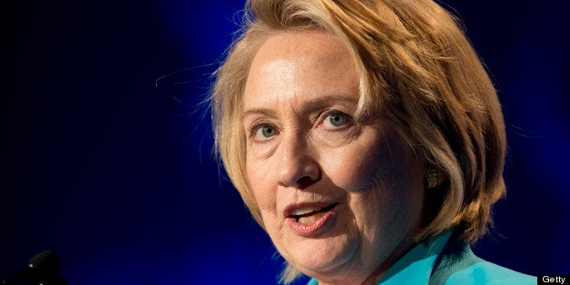 Hillary Clinton, former U.S. secretary of state, speaks during the Clinton Global Initiative CGI America meeting in Chicago, Illinois, U.S., on Thursday, June 13, 2013. New Jersey governor Chris Christie and Democrat Clinton, both potential presidential candidates will be able to use the forum to test policy messages in front of an audience of U.S. mayors and other civic and business leaders. Photographer: Daniel Acker/Bloomberg via Getty Images 