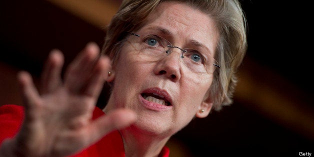 UNITED STATES - FEBRUARY 14: Sen. Elizabeth Warren, D-Mass., conducts a news conference in the Capitol on the re-nomination of Richard Cordray to head the Consumer Financial Protection Bureau. (Photo By Tom Williams/CQ Roll Call)