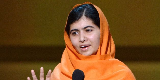 NEW YORK, NY - NOVEMBER 11: Malala Yousafzai appears onstage at Glamour's 23rd annual Women of the Year awards on November 11, 2013 in New York City. (Photo by Larry Busacca/Getty Images for Glamour)