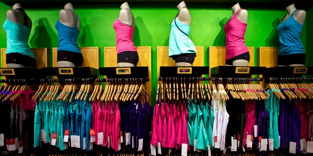 Athletic apparel sits on display at the Union Square Lululemon retail store in New York, U.S., on Wednesday, Sept. 15, 2010.