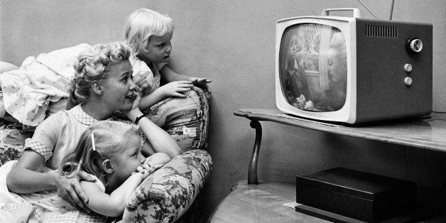 A family watching television in their home, circa 1955. (Photo by Archive Photos/Getty Images)