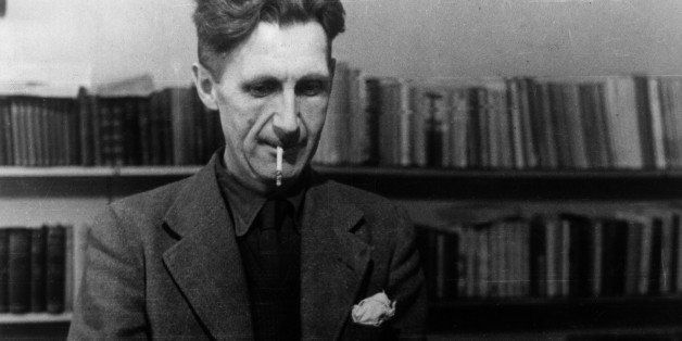 George Orwell, British writer and journalist, at a typewriter (Photo by Mondadori Portfolio via Getty Images)